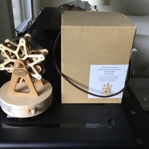 New In Box Wooderful Life Handmade Wooden Musical Ferris Wheel 6.29”Tall 4.4”D